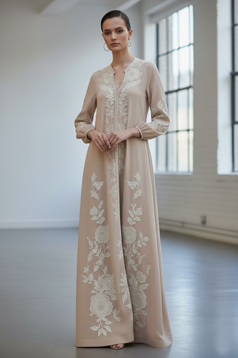Reema Ahsan - Elya Khadi Silk Suit For Women - Skin - 1 Piece