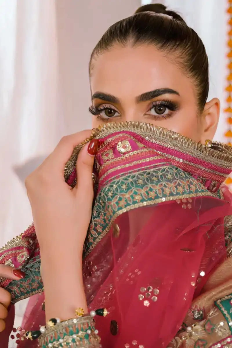 Reema Ahsan - Elyana - Tissue, Net & Jamawar - Rust - 3 Piece