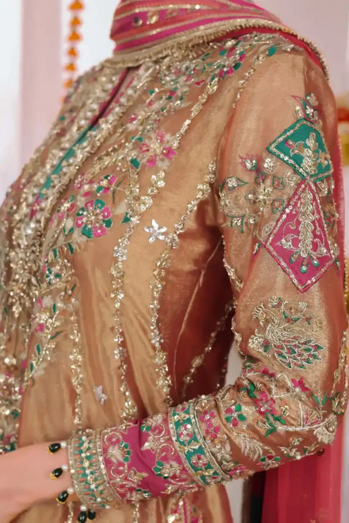 Reema Ahsan - Elyana - Tissue, Net & Jamawar - Rust - 3 Piece