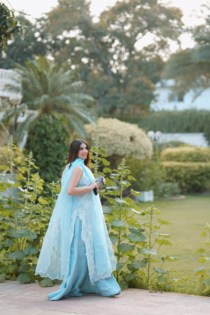 Reema Ahsan - Faya - Kora Cotton & Raw Silk with Organza - Ice Blue - 3 Piece