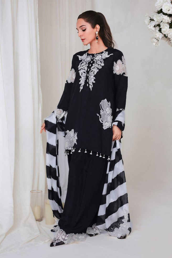Reema Ahsan - HOORIYA - Korean raw silk - Black - 3 Piece