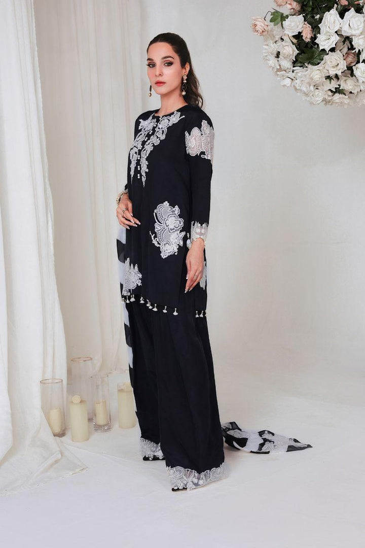 Reema Ahsan - HOORIYA - Korean raw silk - Black - 3 Piece