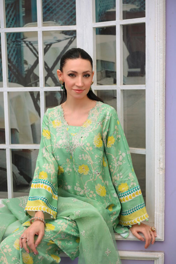 Reema Ahsan - Imara - PK Raw Silk & Organza - Mint Green - 3 Piece