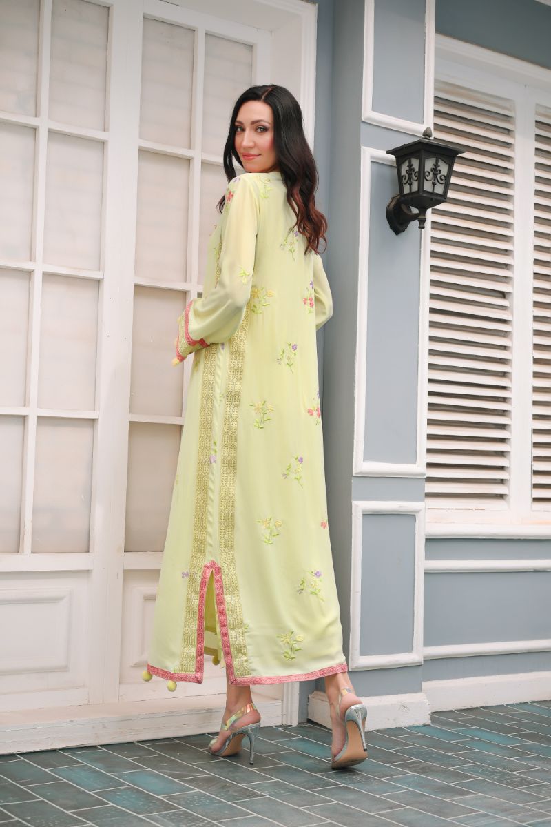 Reema Ahsan - Insha - Georgete & PK Raw Silk - Pastel Yellow - 2 Piece