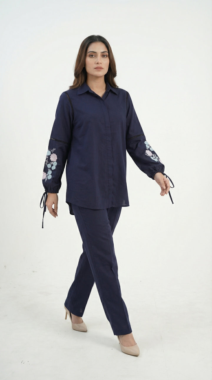 Reema Ahsan - Izzy Lawn Suit For Women - Navy Blue - 2 Piece