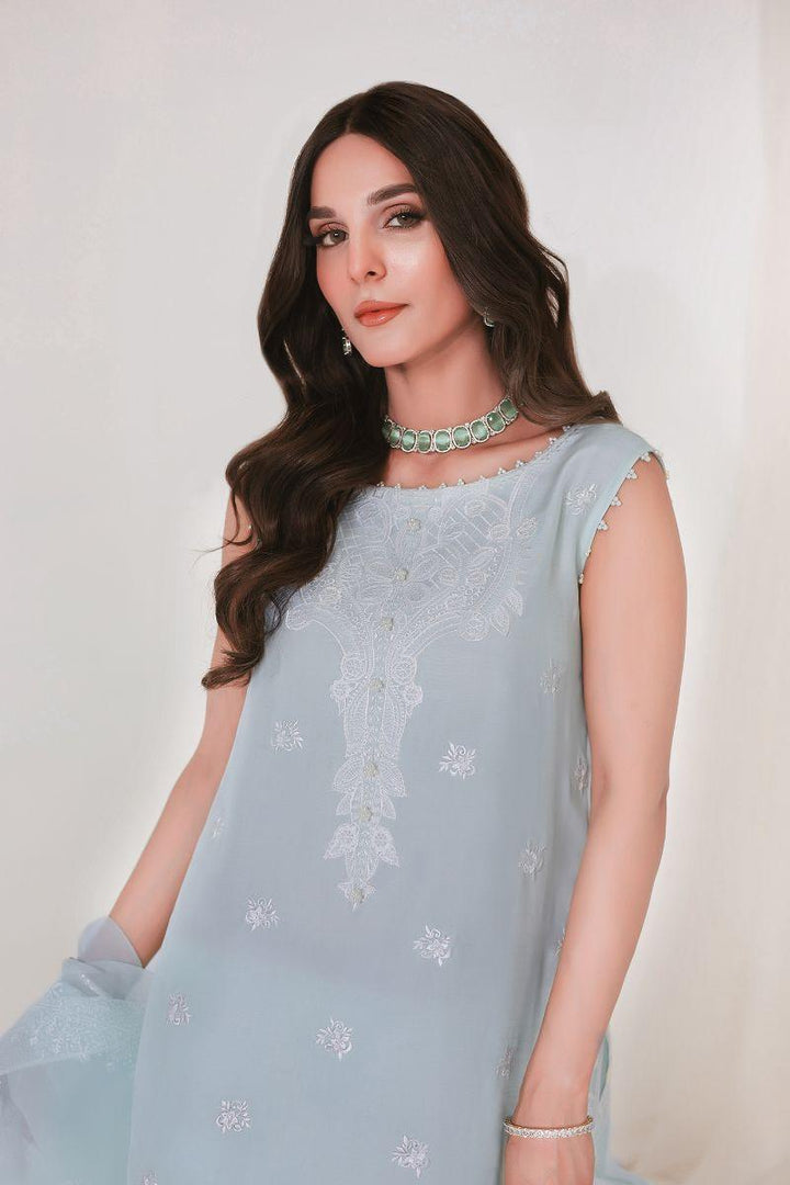 Reema Ahsan - JIYA - Korean raw silk - Ice blue - 3 Piece