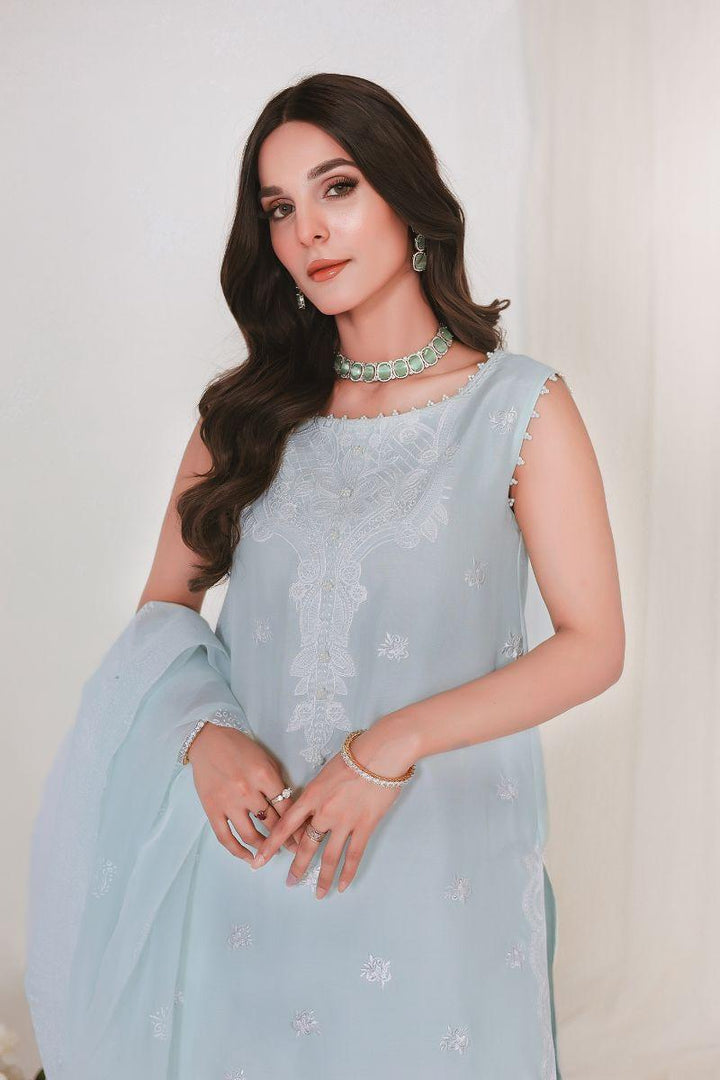 Reema Ahsan - JIYA - Korean raw silk - Ice blue - 3 Piece