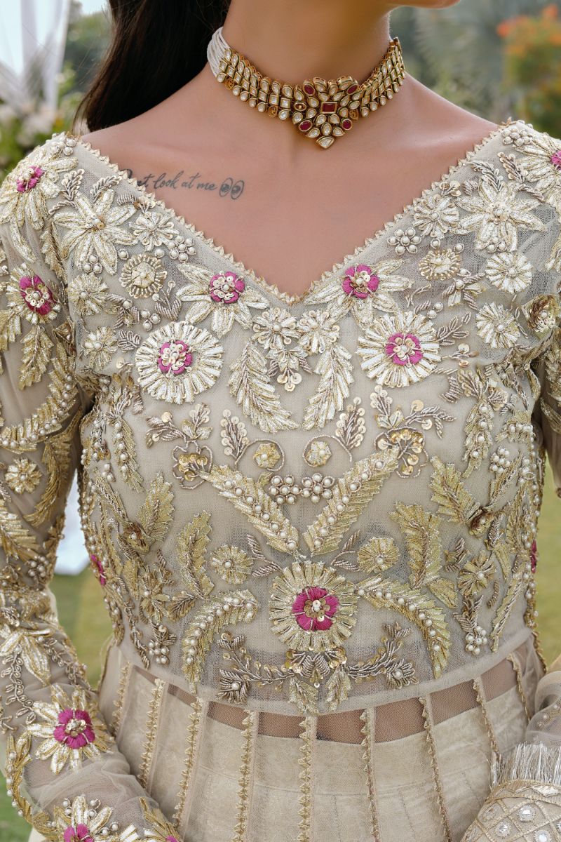 Reema Ahsan - Kiara - Net & Jamawar - Ivory - 3 Piece