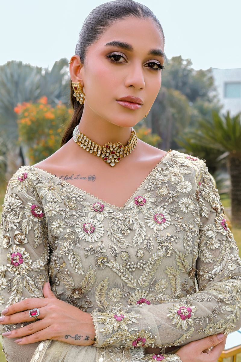 Reema Ahsan - Kiara - Net & Jamawar - Ivory - 3 Piece