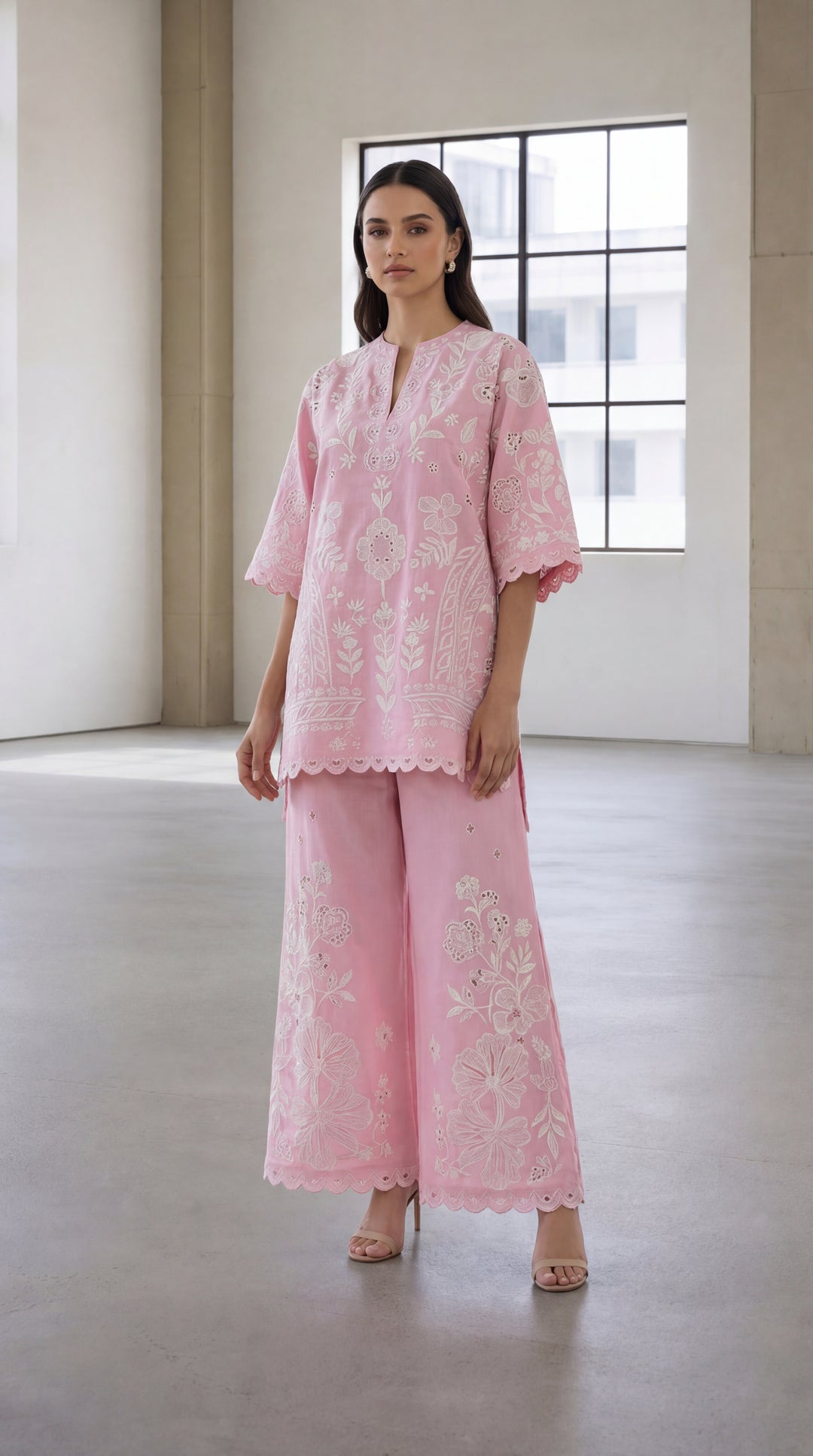 Reema Ahsan - Kiya Lawn Suit For Women - Light Pink - 3 Piece