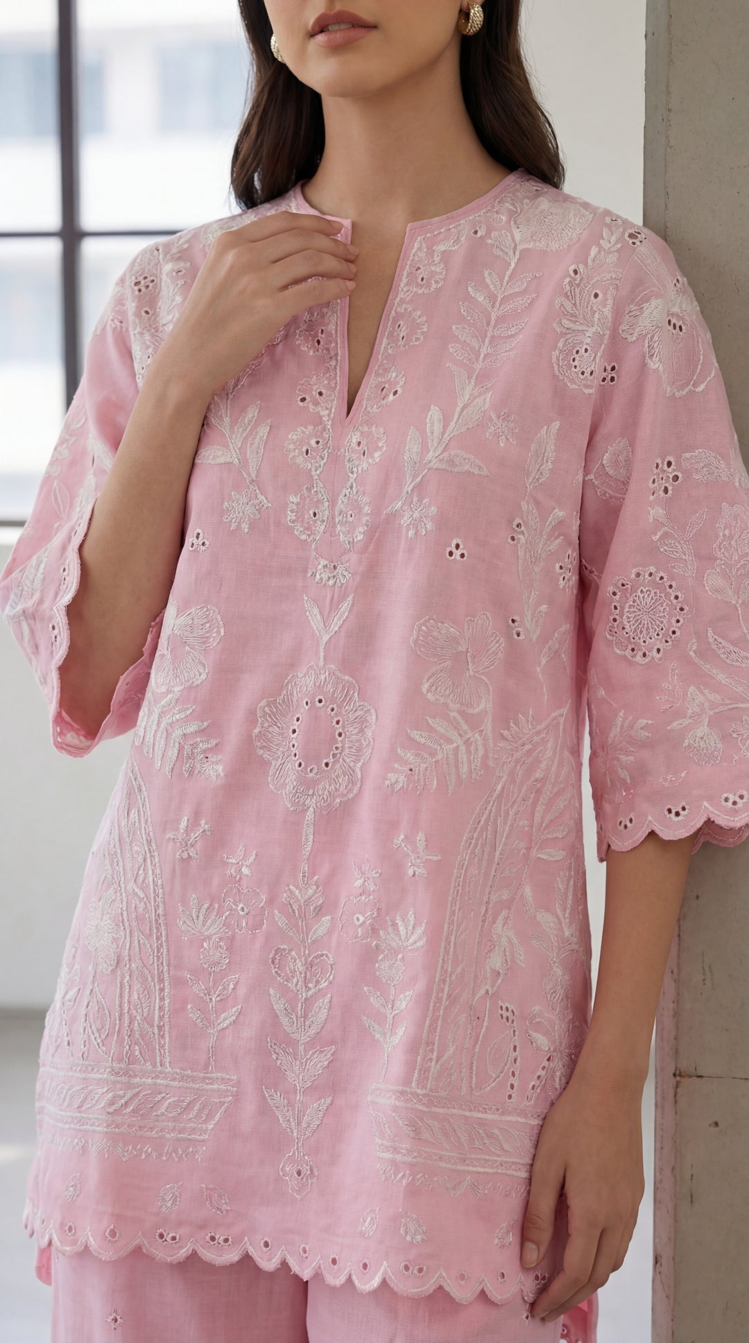 Reema Ahsan - Kiya Lawn Suit For Women - Light Pink - 3 Piece