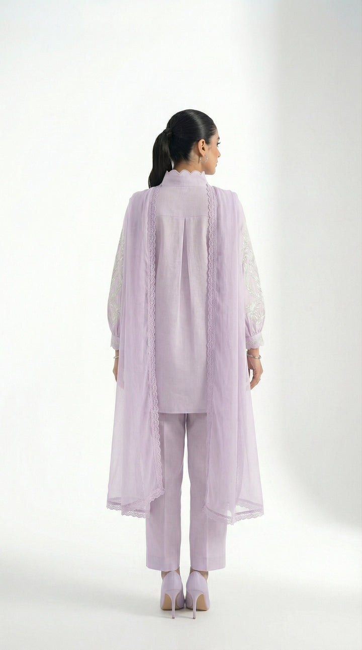 Reema Ahsan - Lima Irish Lawn Suit For Women - Lilac - 3 Piece