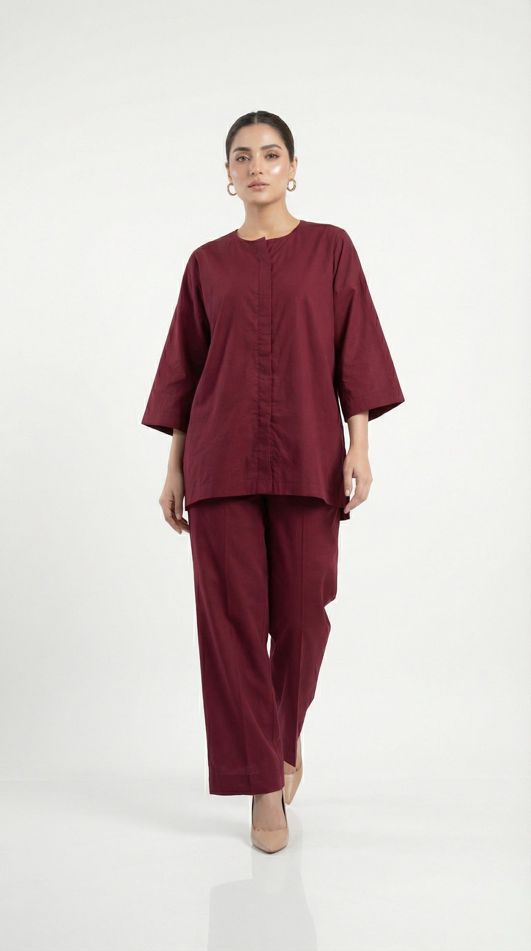 Reema Ahsan - Livia Cotton Suit For Women - Dark Maroon - 2 Piece