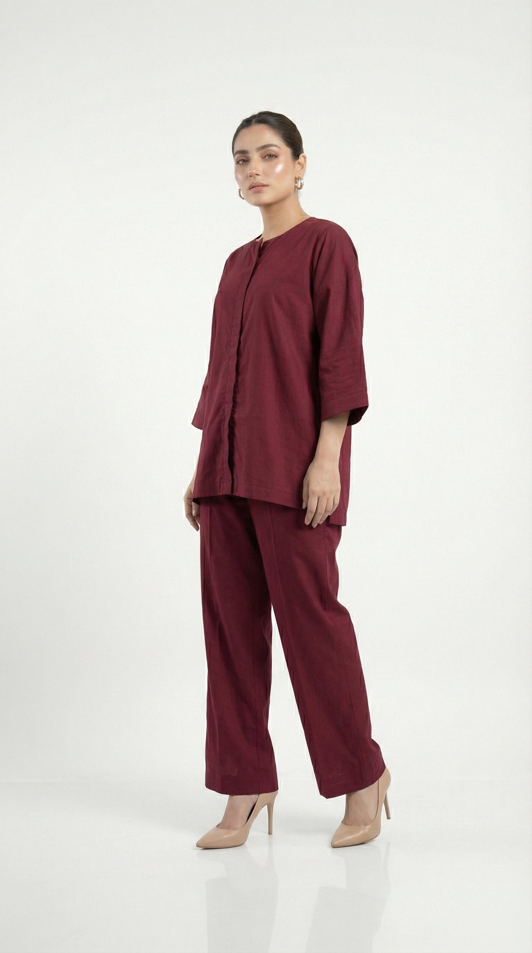 Reema Ahsan - Livia Cotton Suit For Women - Dark Maroon - 2 Piece