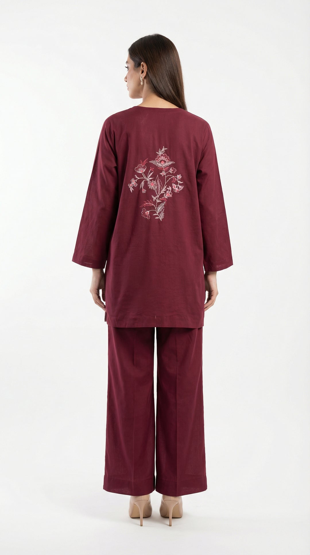 Reema Ahsan - Livia Cotton Suit For Women - Dark Maroon - 2 Piece