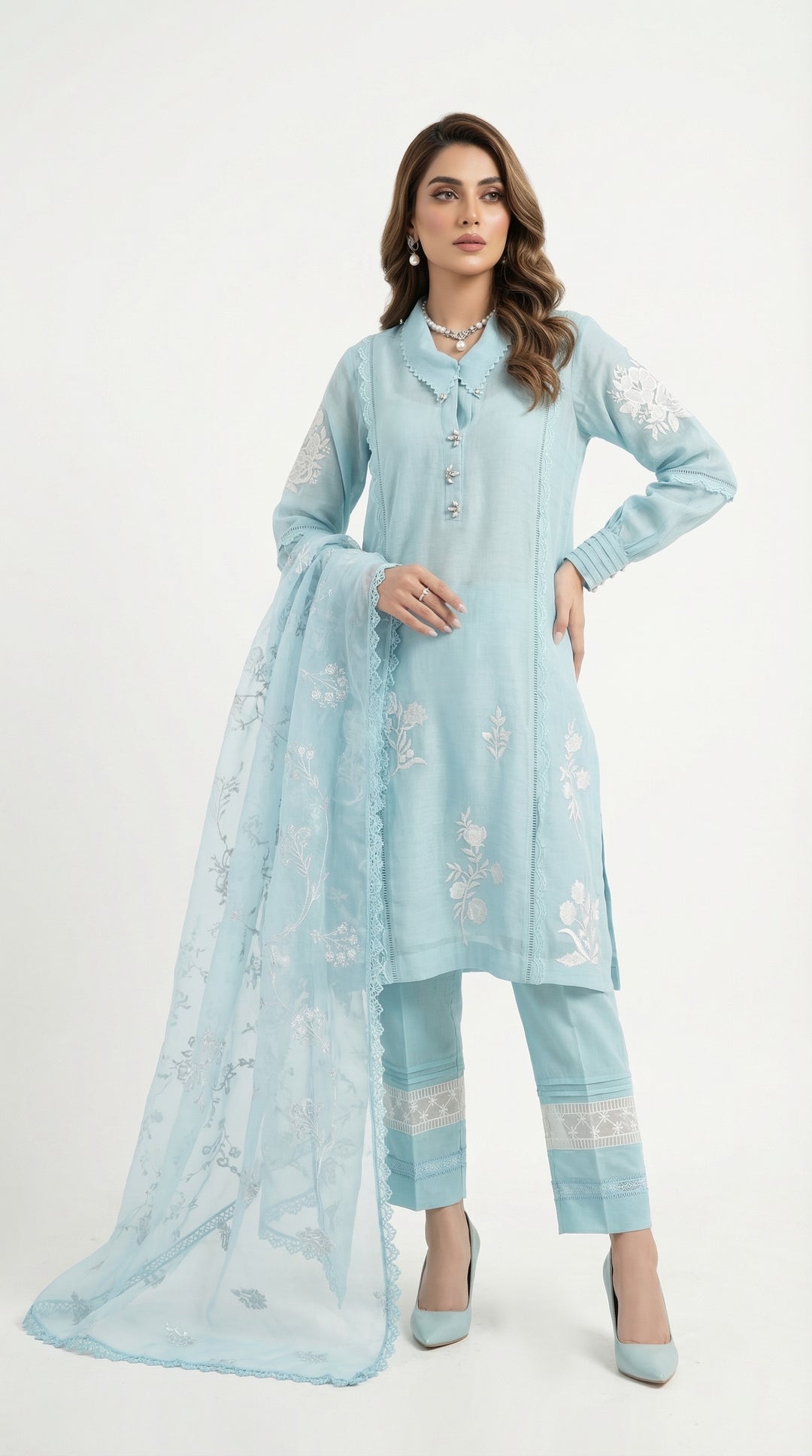 Reema Ahsan - Lumi Cora Cotton Suit For Women - Blue - 3 Piece