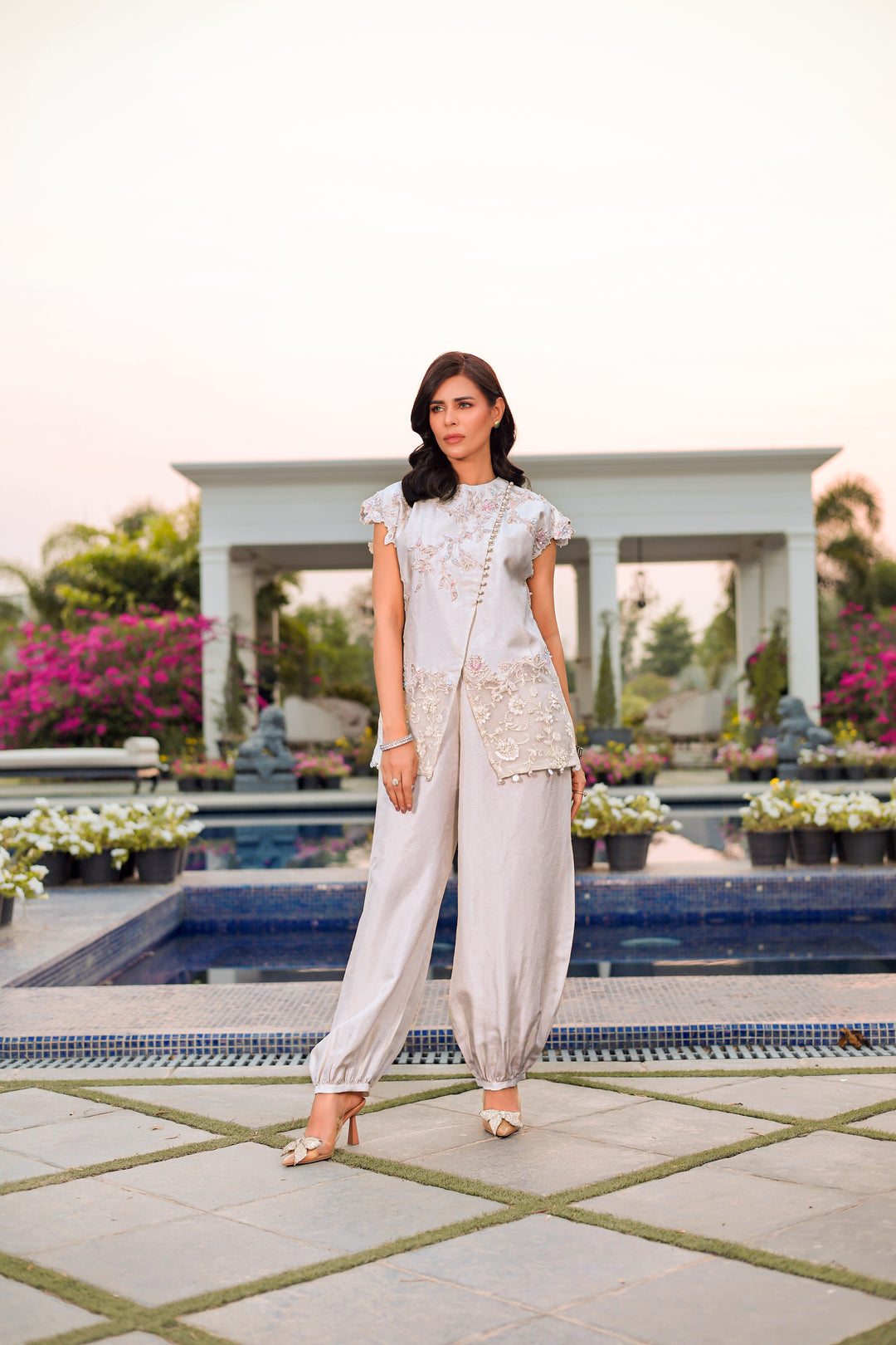 Reema Ahsan - Lyra Raw Silk Suit For Women - Ivory - 2 Piece