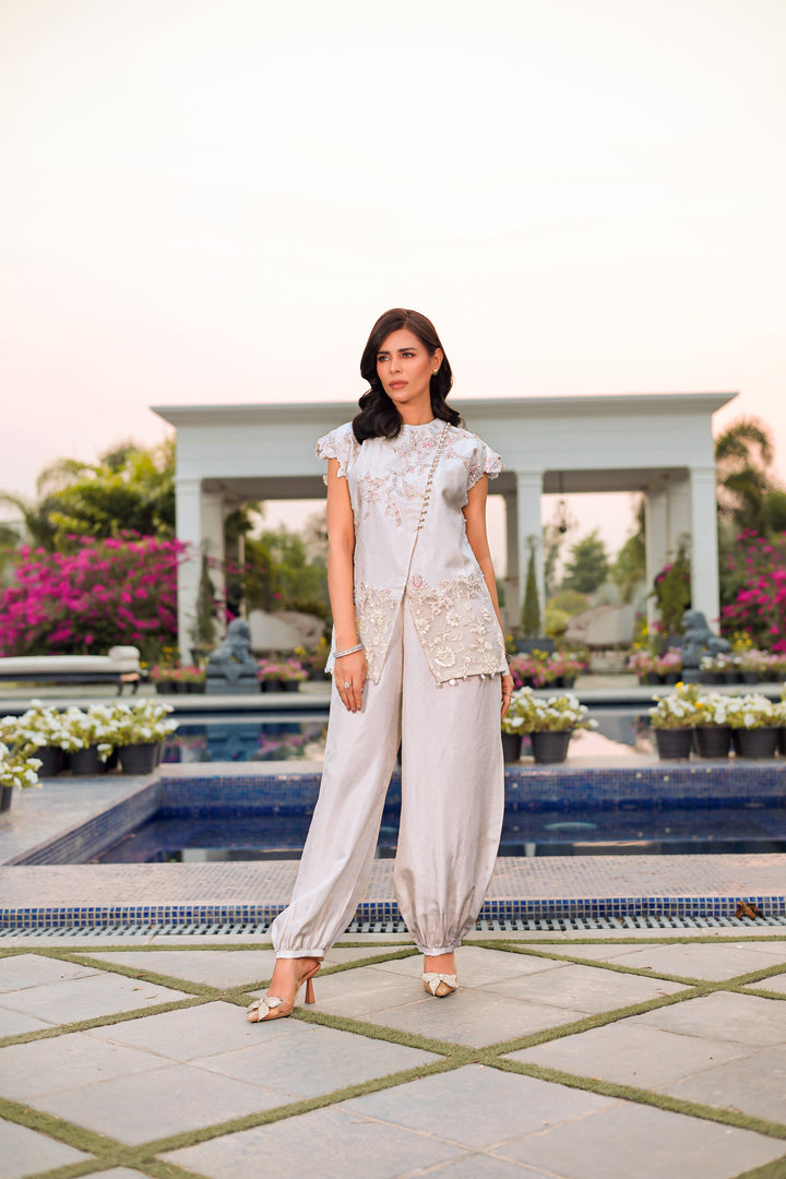 Reema Ahsan - Lyra Raw Silk Suit For Women - Ivory - 2 Piece