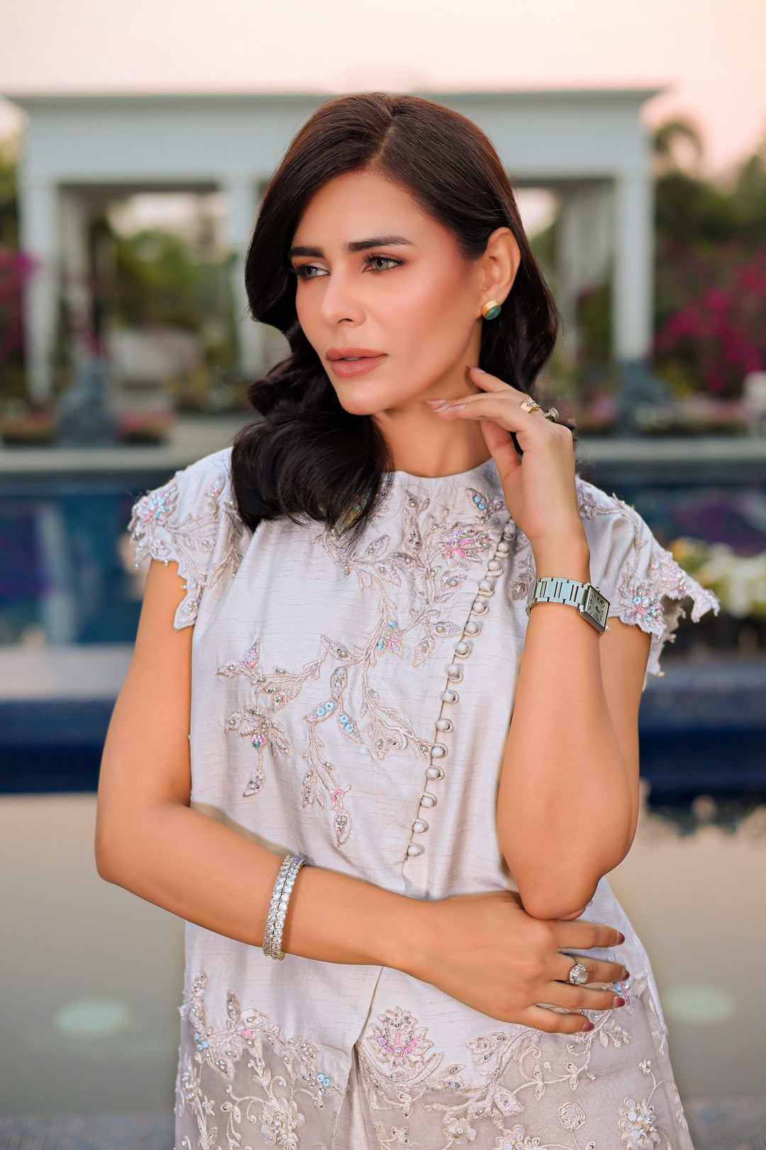 Reema Ahsan - Lyra Raw Silk Suit For Women - Ivory - 2 Piece
