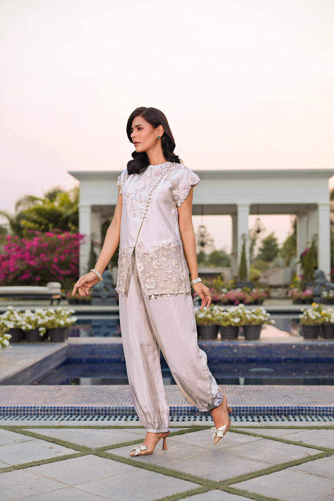 Reema Ahsan - Lyra Raw Silk Suit For Women - Ivory - 2 Piece