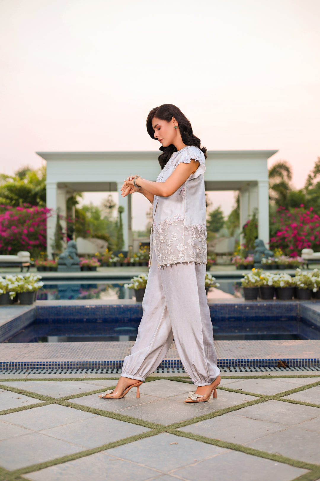 Reema Ahsan - Lyra Raw Silk Suit For Women - Ivory - 2 Piece