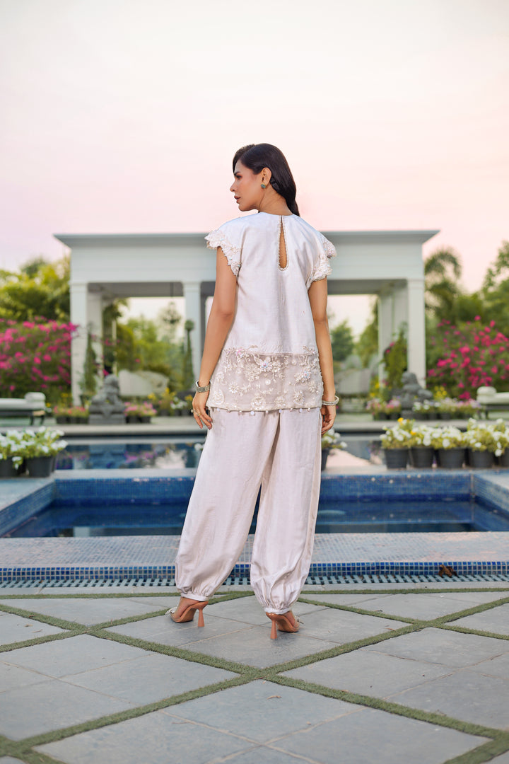 Reema Ahsan - Lyra Raw Silk Suit For Women - Ivory - 2 Piece