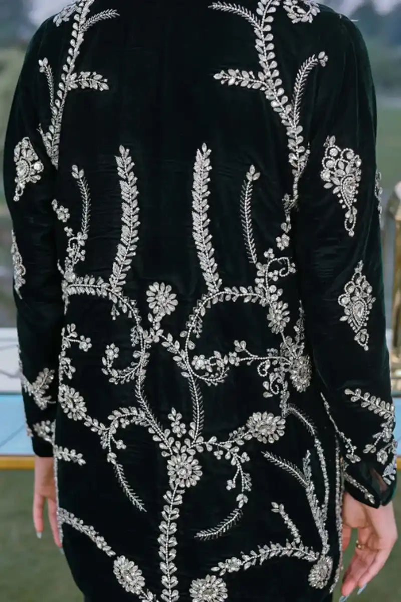 Reema Ahsan - Maala - Velvet & Silk - Emerald green - 3 Piece