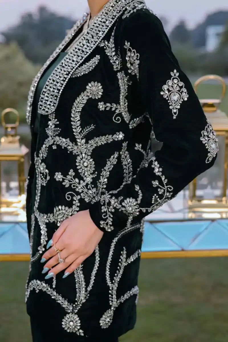 Reema Ahsan - Maala - Velvet & Silk - Emerald green - 3 Piece