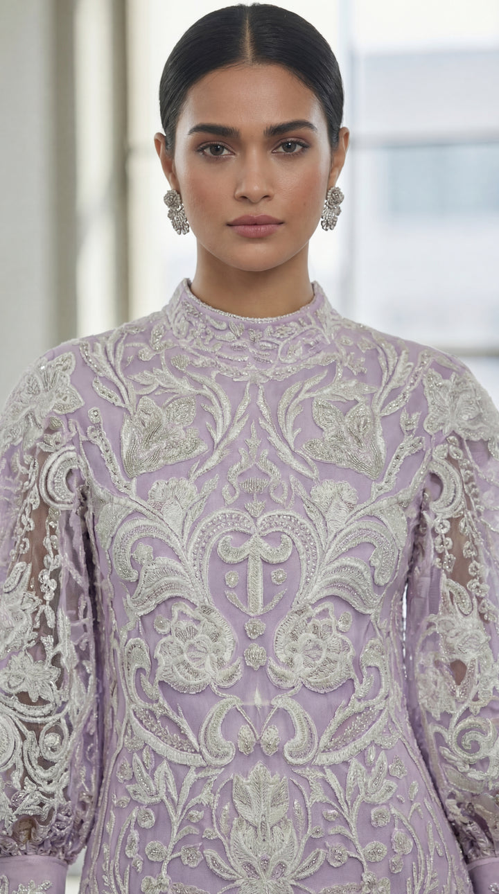 Reema Ahsan - Mahjabeen Organza Suit For Women - Lilac - 3 Piece