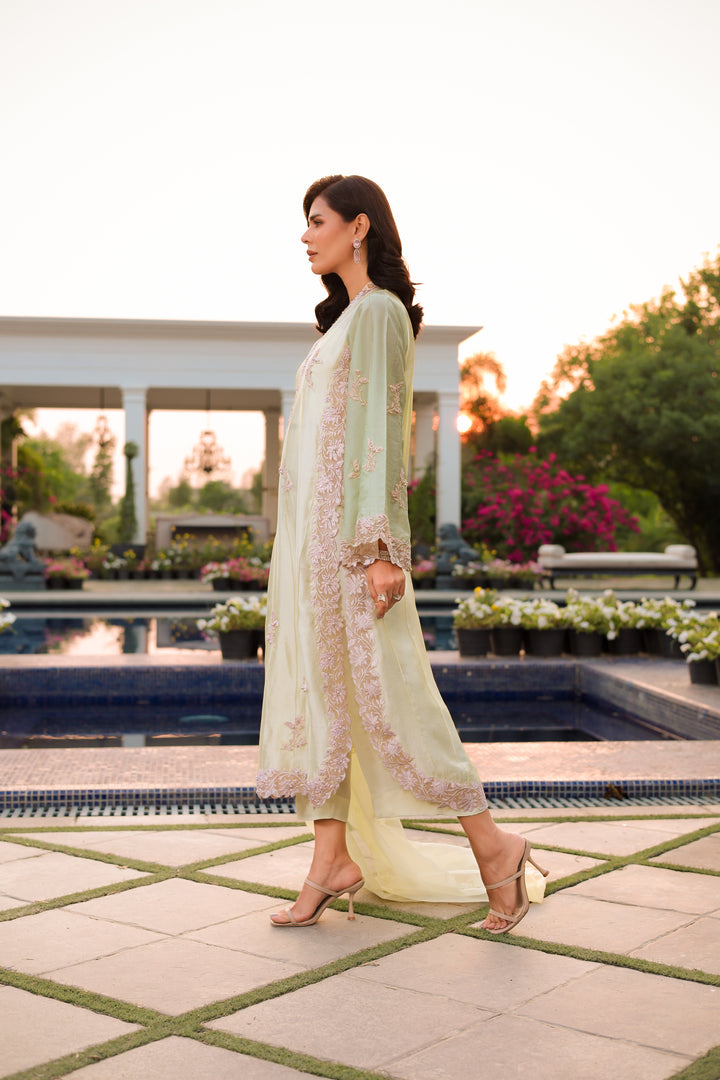 Reema Ahsan - Mahveen Tissue Silk Suit For Women - Yellow - 3 Piece