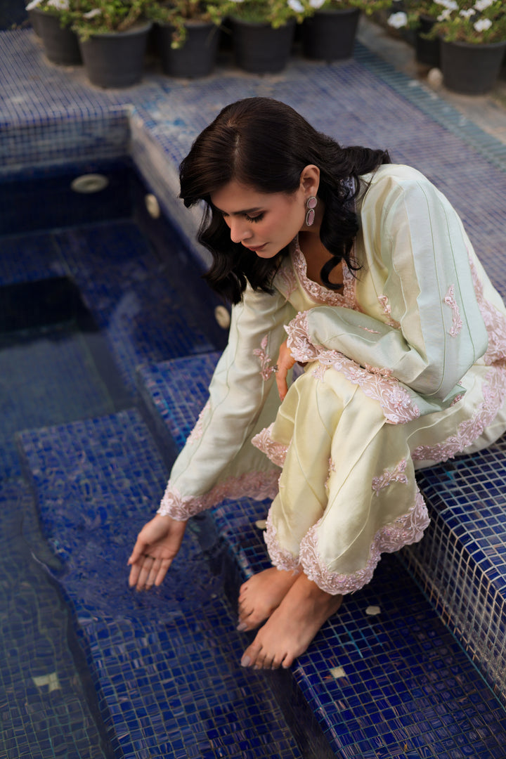 Reema Ahsan - Mahveen Tissue Silk Suit For Women - Yellow - 3 Piece