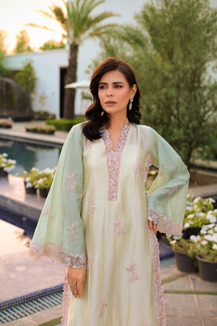 Reema Ahsan - Mahveen Tissue Silk Suit For Women - Yellow - 3 Piece