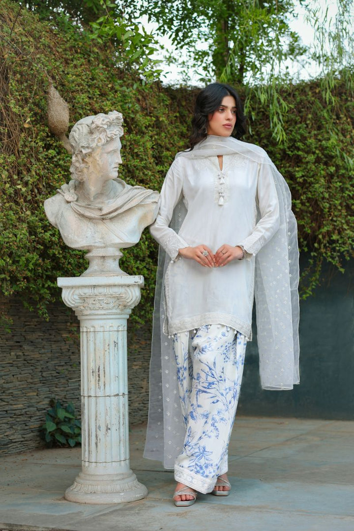 Reema Ahsan - Maliha  - White - Viscose & Organza - 3 Piece
