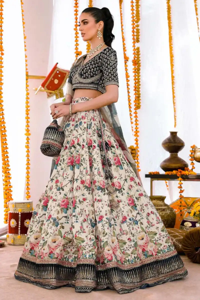 Reema Ahsan - Marvi - Velvet, Raw Silk Net & Organza - Teal & Off White - 3 Piece