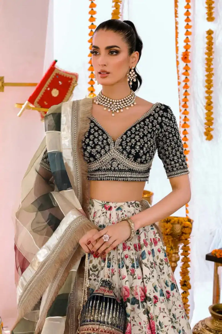 Reema Ahsan - Marvi - Velvet, Raw Silk Net & Organza - Teal & Off White - 3 Piece