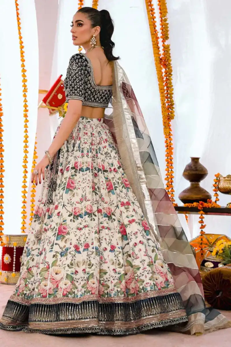 Reema Ahsan - Marvi - Velvet, Raw Silk Net & Organza - Teal & Off White - 3 Piece