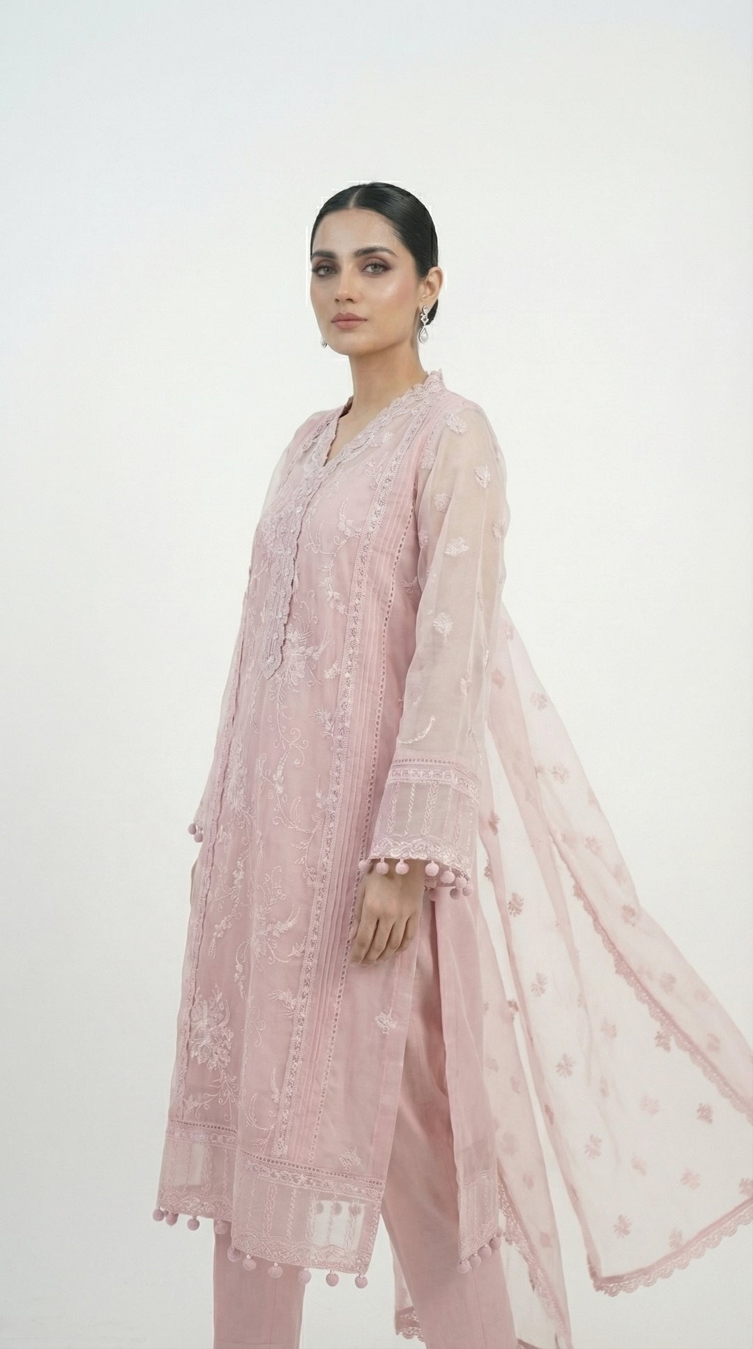 Reema Ahsan - Maven Organza Suit For Women - Pink - 4 Piece