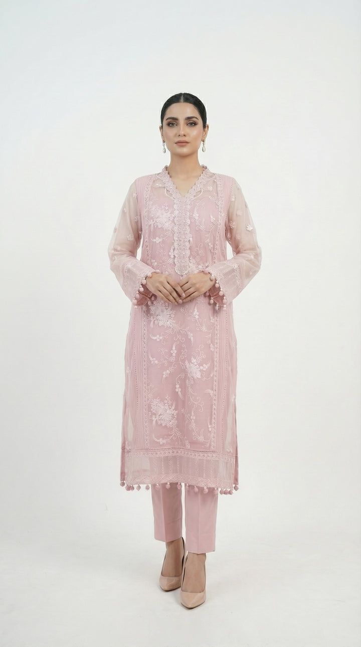 Reema Ahsan - Maven Organza Suit For Women - Pink - 4 Piece