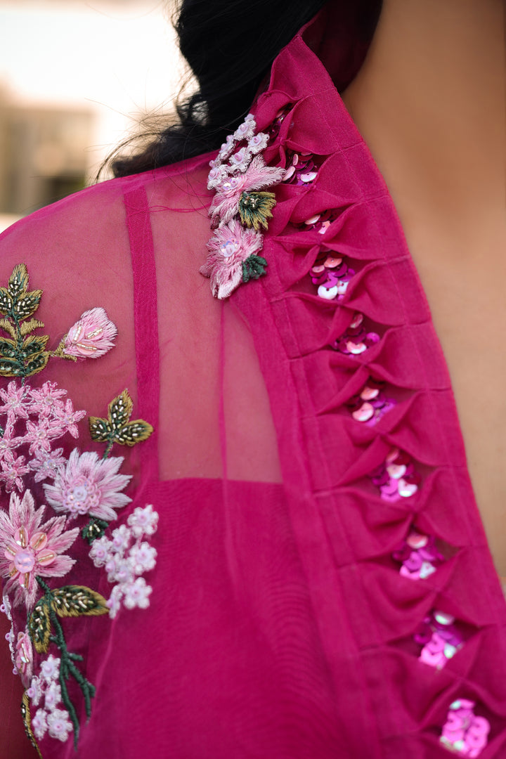Reema Ahsan - Myra Organza Suit For Women - Pink - 4 Piece