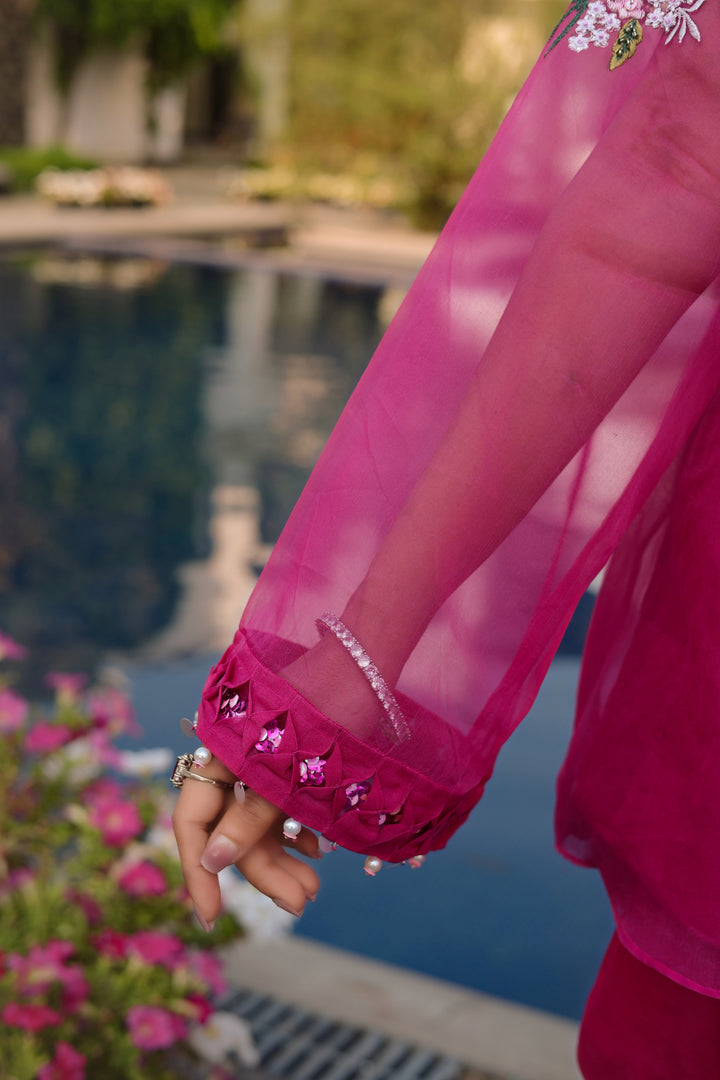 Reema Ahsan - Myra Organza Suit For Women - Pink - 4 Piece