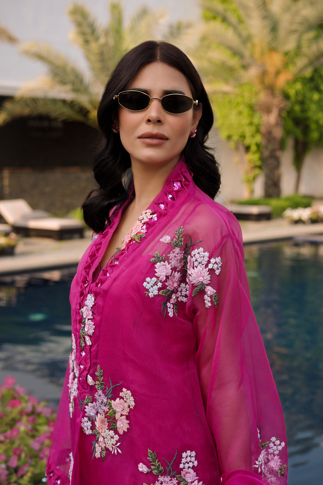Reema Ahsan - Myra Organza Suit For Women - Pink - 4 Piece