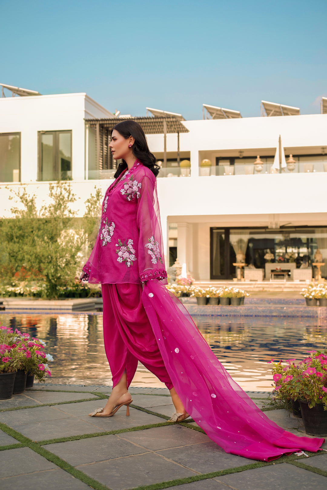 Reema Ahsan - Myra Organza Suit For Women - Pink - 4 Piece