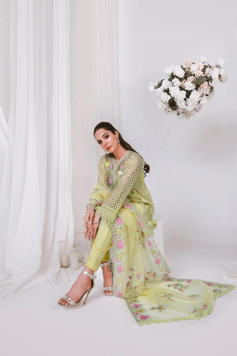 Reema Ahsan - NIDA - Organza - Lemon yellow - 3 Piece