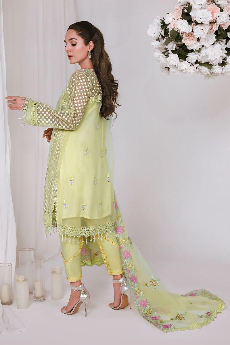 Reema Ahsan - NIDA - Organza - Lemon yellow - 3 Piece