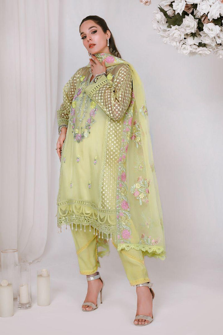 Reema Ahsan - NIDA - Organza - Lemon yellow - 3 Piece