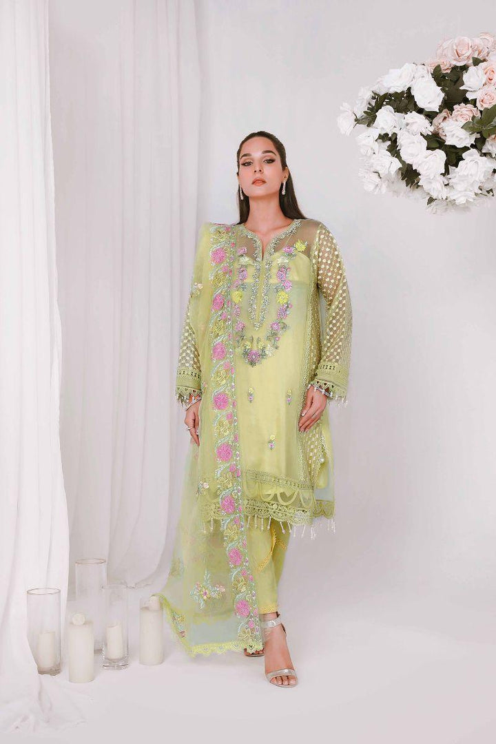 Reema Ahsan - NIDA - Organza - Lemon yellow - 3 Piece