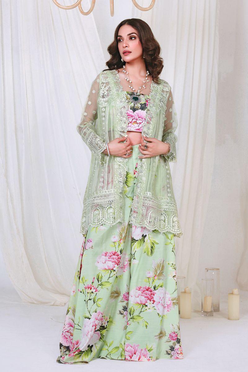 Reema Ahsan - NURAY - Organza - Lime green - 4 Piece