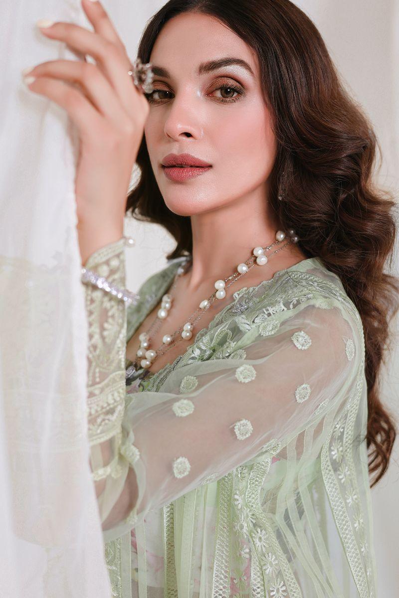 Reema Ahsan - NURAY - Organza - Lime green - 4 Piece