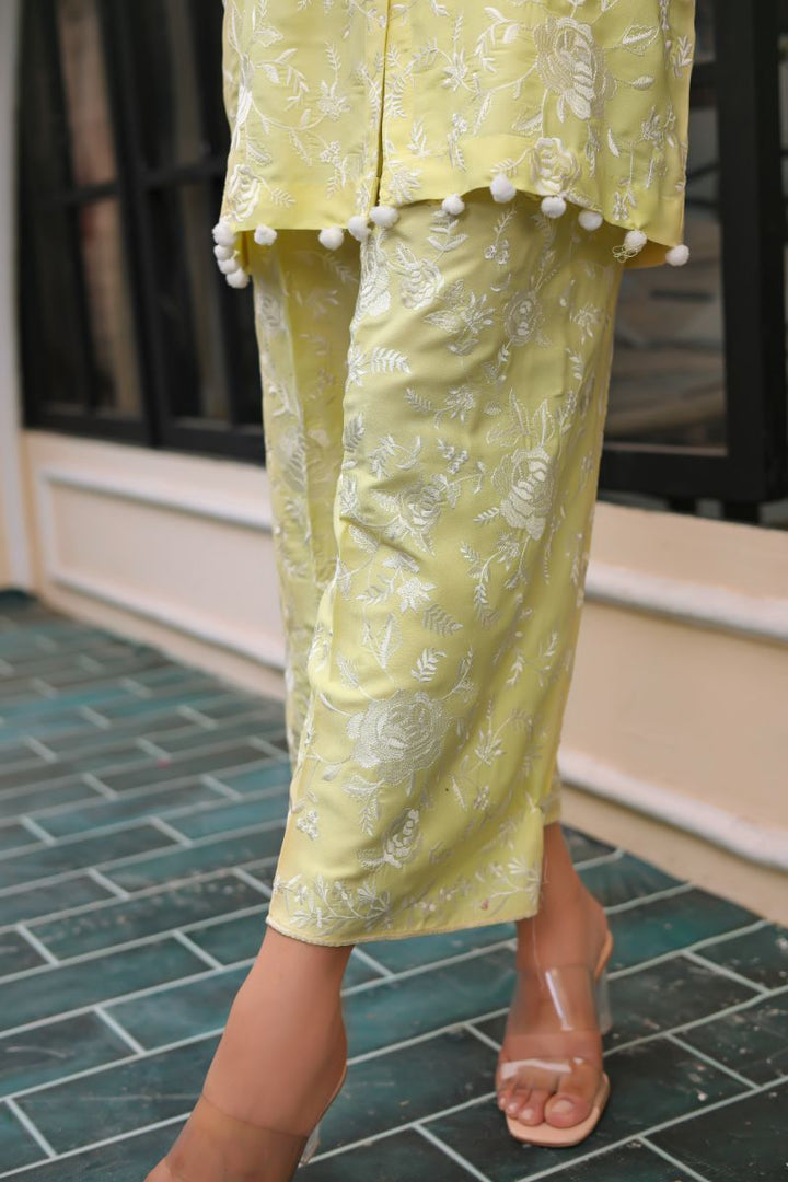 Reema Ahsan - Naiha - Georgette - Lemon Yellow - 2 Piece