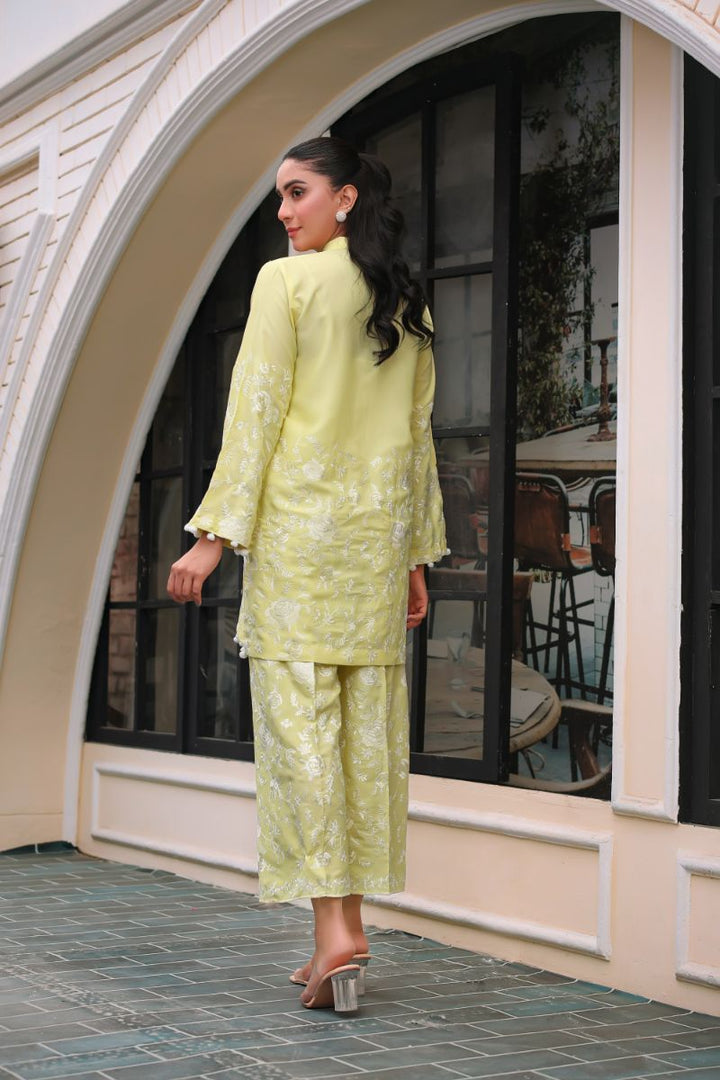 Reema Ahsan - Naiha - Georgette - Lemon Yellow - 2 Piece